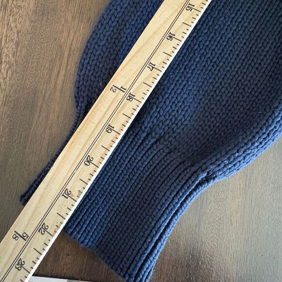 Tibi Navy Blue Heavy Knit Deep V-Neck Oversized Lace Up Accents M Contemporary - Picture 13 of 13